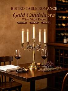 5‑Arm Gold Metal Candelabra Vintage Ornate Candle Holder No Candles Included Tabletop Centerpiece Decor For Dining Wedding Party Mantel Home Ornament Housewarming Gift - Multiple Styles - View 4