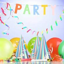 Set Of 24 Colorful For Party Hats Featuring A Rainbow Laser Design, Perfect For Birthday Celebrations And Gatherings With Friends. These Cone-Shaped Hats Come With An Elastic String And Are Ideal For Party Decor - View 2