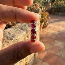 Vintage Bohemian Style Red Cubic Zirconia Eternity Ring, Silver-Tone Stackable Cubic Zirconia Ring, Perfect For Daily Wear And Gifting - Red - View 7