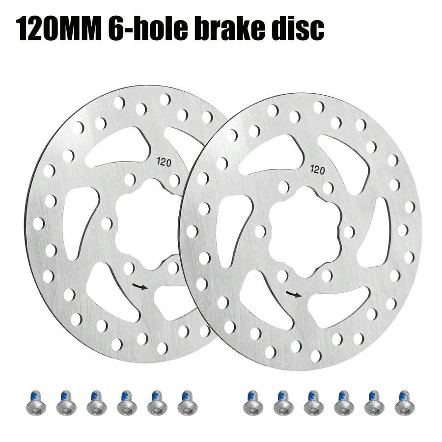 2pcs Brake Disc + 12pcs Screws, Suitable For 120mm 6-Hole Disc Brake Disc + Installation Screws, Compatible With Electric Scooter ZT3-Pro And Other 120mm Brake Disc Brake Pads