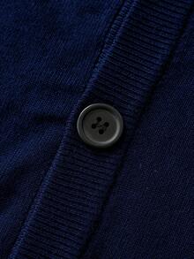 Officeau Men's Solid Color Single-Breasted Casual Knit Vest, Autumn/Winter - Navy Blue - View 4