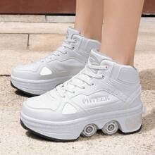 Sepatu Roda Transformasi 4 Roda Unisex, Sepatu Roda dengan Roda untuk Berjalan dan Berseluncur, Sepatu Roda Inline - Putih - View 2