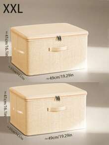 Foldable Linen Storage Box With Zipper Lid, Washable Dust-Proof Clothing Storage Bin With Handle, Collapsible Wardrobe Organizer, Suitable For Underwear, Clothing, Bedding And Miscellaneous Items - Beige - View 13