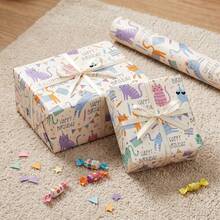 5/10 Sheets Cartoon Cat Happy Birthday Pattern Gift Wrapping Paper, Birthday Theme Party Holiday Gift Wrapping Paper, Suitable For Theme Party Birthday Holiday Celebration, Handmade Bouquet Wrapping Book Cover Decorative Paper - A - View 4