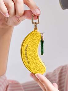 CHARM INFINITE Cute Small Banana Shaped Mini Coin Purse Keychain, Portable Lightweight Coin Storage Bag, Cartoon Fruit Accessory Suitable For Women And Girls, Mini Wallet Small Wallet Daily Travel Casual Essential Cute Storage Bag - Yellow - View 3