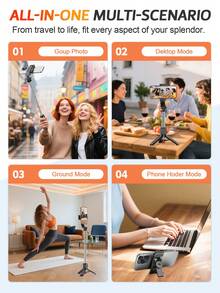 TOKQI Mini Selfie Stick With Auto Open Tripod,Wireless Bluetooth Wireless Remote Control, Detachable 360° Rotation Phone Holder,Extended Ground Stand Suitable For Smartphones Vlogging,Vacation,Travel,Holiday,Family Party,Recording,Shooting - TT22 - View 11