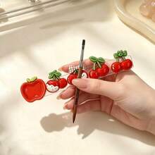 1pc Random Nail Art Tool Storage Cup, Transparent Makeup Brush Holder, Desktop Organizer Box For Nail Pens, Cuticle Pushers, Nail Files, Suitable For Beauty Salon And Home Desktop Storage - Red - View 5