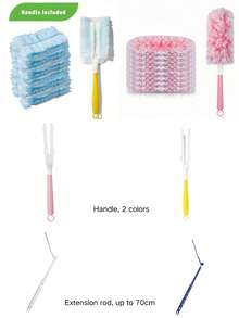 31/1pc/Set Pink Disposable Electrostatic Duster Replacement Heads/Handle, 360° Electrostatic Dust Adsorption Head, Traps Dust & Pet Hair, Suitable For Furniture, Keyboard, Bookshelf, Car Interior Home Cleaning Tool, Multi-Scene Dust Removal Supplies For Home & Vehicle - Pink - View 9