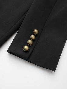 Napoleon Style Vintage Stand Collar Blazer Black - Black - View 5