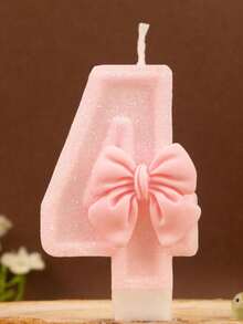 1pc Pink Bow Birthday Candle, Pink Glitter Sequin Decorated Number Candle 0-9, Romantic Gift For Best Friend, Mother, Girlfriend, Suitable For Birthday Party Cake Decoration, Creating Atmosphere, Christmas, Halloween Decoration, Baking Insert Decoration, Suitable For Girls, Children, Adults, Also Can Be Used For Ceremony Supplies, Gifts, Graduation Ceremony, Wedding And Other Occasions, Girl Photography Props, And Reliable - Multicolor - View 16