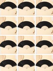 12pcs/1pc/ Shiny Silver Handheld Fan, Summer Beach Fan, Portable Fan, Essential For Party And Beach Outings, Suitable For Various Holidays And Wedding Occasions. School - Silver - View 16