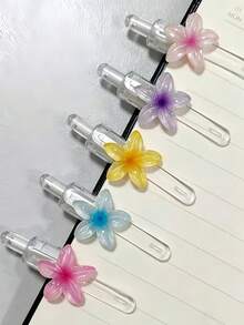 6/1pc 0.5mm Black Ink Pen With A Plumeria Flower Design, Smooth Writing, Creative Stationery Set, Perfect For Everyday Office Use Or As A Gift, Stylish Pen Set Made Of Durable Lightweight Plastic, Multi-Pack, A Back-To-School Essential - A - View 9