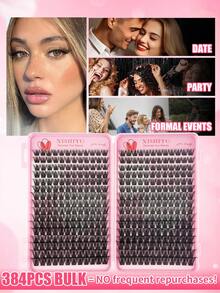 384 Clusters DIY Segmented False Eyelashes - Lightweight & Soft, Cross Design, Thin Stem Natural Look, Suitable For Daily Wear - DD - View 5