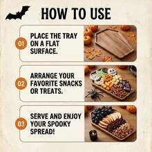 1PC Coffin‑Shaped Wood Gothic Tray, Halloween Harvest Back‑To‑School Tableware, Vintage Gothic Dinner Dessert Snack Plate, For Halloween Party Occult Tea Party, Kitchen Accessories & Gift - View 5