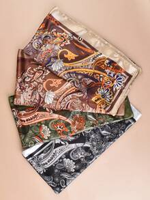 1pc Paisley Pattern Bohemian Polyester (Polyester) 90cm Satin Square Scarf, All Season Wear, Hair Band, Bag Decoration And Belt, Multi-Functional Fashion Accessory - Multicolor - View 6