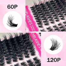 1 Box 238 Clusters Mixed DIY Segmented Cluster False Eyelashes, 60P+120P Dense Soft Single Cluster Lash Extensions, Lightweight No Pressure Eye-Enlarging Effect, Fluffy Dense Electric Eye Lash Look, Beginner-Friendly Easy-To-Apply Segmented False Eyelashes - C - View 3