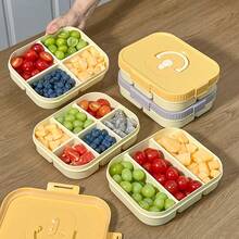 Bento Box Adult, Microwaveable Leak-Proof Lunch Box, Divided Small Lunch Containers With Lids, PP Fruit Containers For Lunch Box, Salad Container For Lunch, Flat Compartment Food Storage Box With Handle For School Student - Multicolor - View 3