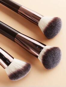 ronshadow 3pcs Dual-Ended Makeup Brushes, Large Round Blush Brush & Fan Contour Brush, Soft Bristles With Good Powder Pickup, Daily Commute Full Face Makeup Tool For Sculpted Contour - Multicolor - View 5