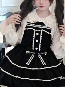 Women's Colorblock Cute Lolita Pinafore Dress, Suitable For Holiday Party And Performance Wear - Black - View 5