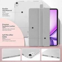 3-Fold Vertical Tablet Protective Case, Gray Transparent Soft TPU Back Shell, Auto Wake/Sleep Cover With Pen Slot, Compatible With IPad 10th Gen A16, 7/8/9th Gen 10.2", Air 11", Mini 6/7, Pro 11 2022, Air 4/5/6/7/8, 2025 New Tablet, Anti-Drop Drawing Office Protective Case - Grey - View 5