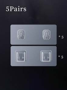 5/10 Pairs Double-Sided Adhesive Wall Hooks, Wall-Mounted Clip Hooks, Waterproof Transparent Storage & Fixing Hooks, Suitable For Kitchen, Bathroom, Toilet, Home Outlet Fixers - Multicolor - View 12