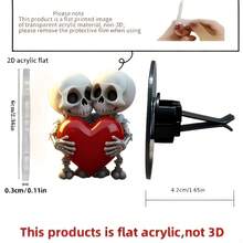 2D Flat Couple Skulls & Heart Car Air Vent Clip - Random Scent, Acrylic Cartoon Decor, Great For Halloween & Holiday Gifts - A - View 4