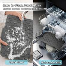 1PC Silicone Kitchen Drain Mat With Built In Drainage Easy Clean For Countertops Sinks Refrigerators Home Accessory Tool - Grey - View 2