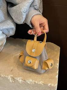 Dompet Koin Tas Mini Tas Liontin Ransel Mini Tas Liontin INS Blok Warna PU Patchwork Gantungan Kunci Tas Kecil Dapat Digantung di Sabuk Tempat Penyimpanan Earphone Lipstik Tas Kecil Ransel Liontin Ransel Tas Liontin - MultiWarna - View 5