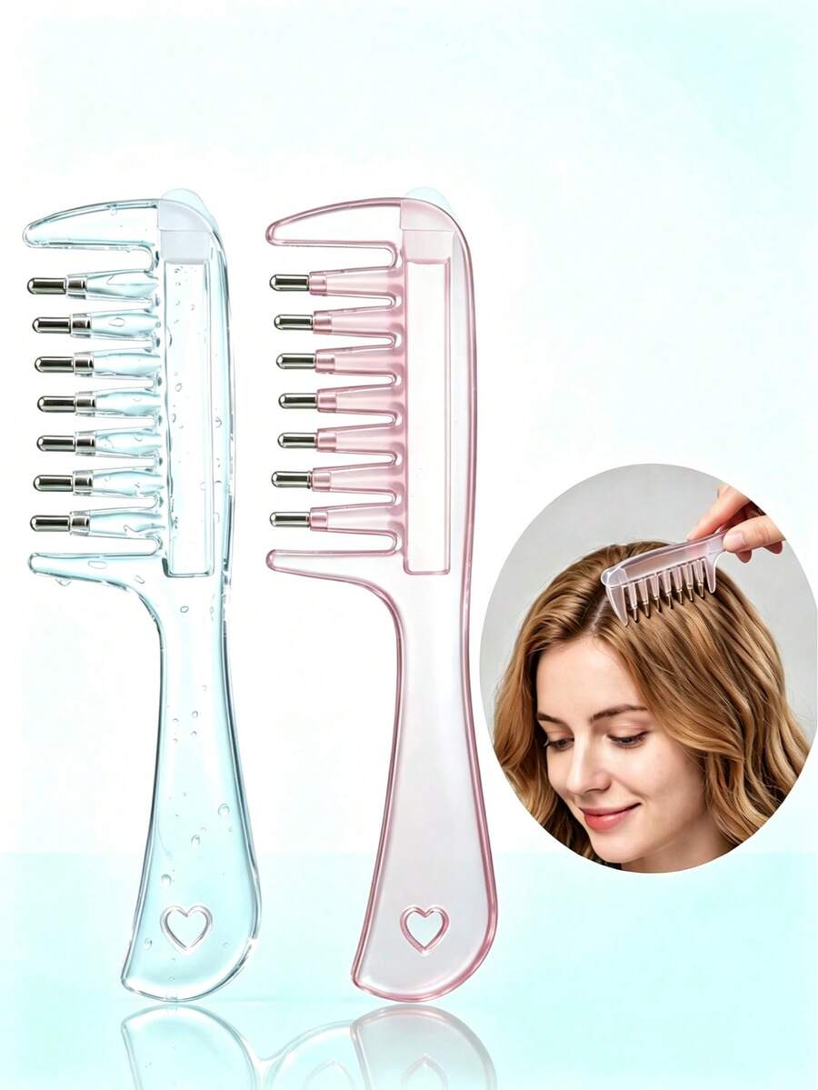 1 chiếc lược massage chăm sóc tóc trong suốt, lược răng rộng cho nam và nữ, bàn chải tóc đa năng có chức năng phân phối chất lỏng dùng tại nhà - Nhiều màu - Xem 1