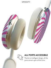 GIIPPA Glossy Hard Ear Cup Protective Cover, Pink Striped Pattern, Unisex Anti-Scratch Shell, Compatible With AirPods Max 1/2 Oval Over-Ear Headphones, Suitable For Daily Commute, Campus, Cafe, Travel, Picnic And Other Scenarios, Matching Accessories - Pink - View 5