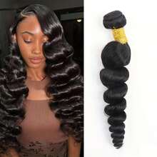 1pc Loose Wave Hair Bundles Human Hair Extensions For Women Natural Black Soft Can Be Dyed Loose Body Human Hair Bundles - Natural Black - View 2
