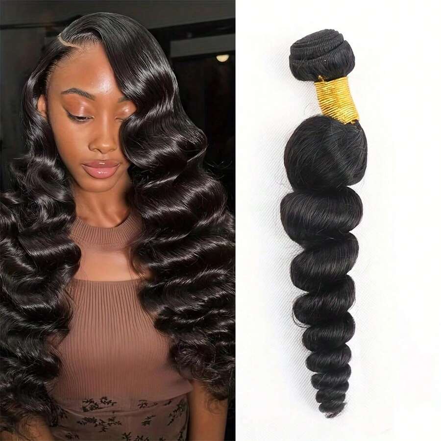 1pc Loose Wave Hair Bundles Human Hair Extensions For Women Natural Black Soft Can Be Dyed Loose Body Human Hair Bundles