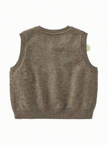 mini bala Fun Autumn Unisex Toddler Knit Sleeveless Vest Cute Stylish Design Perfect For Layering Looks - Brown Tone - View 5
