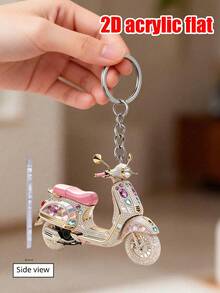 2D Acrylic Shiny Motorcycle-Shaped Keychain, Electric Vehicle Pattern Bag Charm, Daily Decorative Gift, Suitable For Backpack, Wallet, Phone, Earphone, Car Charm, Unique Birthday Gift, Party Gift, Back To School Gift, Teacher's Day Gift, Halloween Christmas Gift - Multicolor - View 1