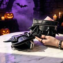 Halloween Punk Gothic Bat Wing Multi Purpose Data Cable Storage Bag,Wallet, 4 Zipper Layers Ultra Slim Portable Coin Purse, Multi-Pocket Small Storage Pouch, Lightweight Pocket Bag For Cards Coins Keys, Fashion Daily Carry Accessory ,Halloween Gift - Dark 3D Bat Wing Storage Bag Series - View 8