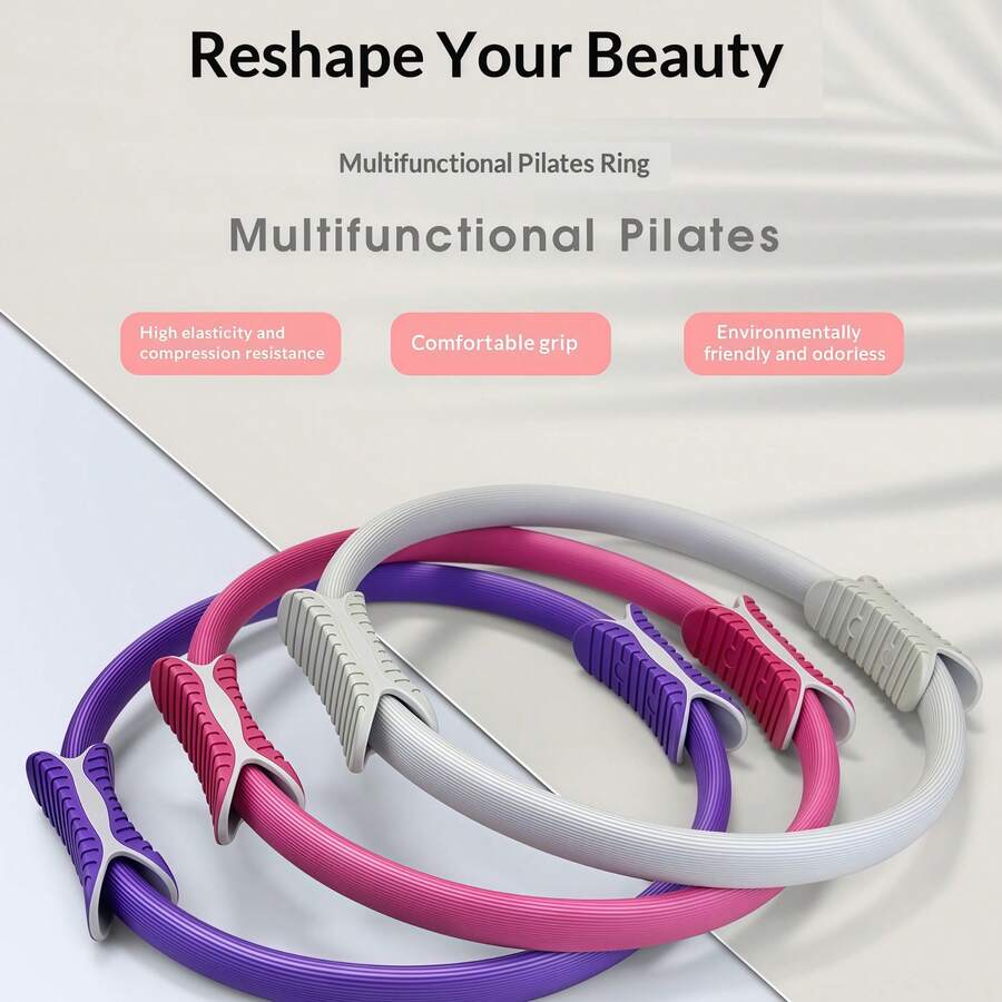 1 Buah Cincin Pilates Magic Circle, Cincin Latihan Kebugaran Genggaman Ganda, Cincin Resistensi Yoga Elastis Tinggi untuk Latihan Kaki, Paha, Lengan, dan Otot Inti, Alat Latihan Pembentukan Tubuh di Rumah - Lingkaran Pilates - View 1