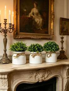 1/3Pcs Artificial Mini Potted Plants, Faux Small Greenery Bonsai, Fake Grass Shrub With White Plastic Pot, Realistic Desk Topiary Tiny Potted, Faux Green Bushes,Artificial Potted Plant For Shelf Window Sill Table Farmhouse Decor - Multicolor - View 7