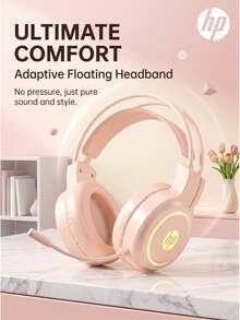 HP H100 Professional Gaming Headset Immersive Sound Effect High-Definition Noise Canceling Microphone Multi-Color RGB Lighting Adaptive Headband Music/Gaming Dual Mode Compatible With PC And Phone Optional Cute Cat Ear Accessory - View 2