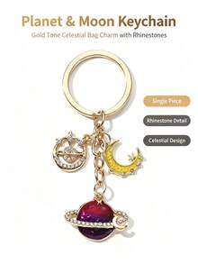 Creative Planet Moon Star Oil Drop Alloy Keychain, Cartoon Minimalist Cute Planet Starry Sky Series Bag Charm, Memorial Gift For Friends And Family, Suitable For Backpack Charm, Daily Bag Decoration, Holiday Party Gift, Back To School Gift, Women's Keychain, Car Keychain, Keychain Making Material, Men's Keychain, Backpack Charm Keychain, Keychain, Keychain Pendant, Keychain Coin Purse, Bulk Keychain, Keychain Set, Keychain Accessories - Multicolor - View 7