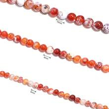 1 Strand Red Ice Flower Fire Agate Natural Stone Beads 6/8/10mm Colorful Agate Round Beads DIY Necklace Bracelet Jewelry Making Stone Beads - Red - View 4