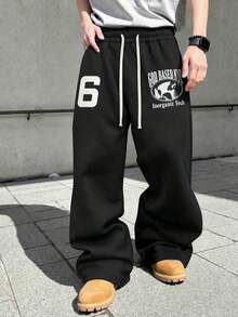 New Men's Casual Long Pants. Drawstring Minimalist Design. Pockets On Both Sides - Convenient For Carrying And Storage. Suitable For Outdoor And Daily Wear - Black - View 6
