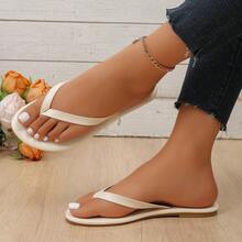 Hot-Selling Ins Style Women's Flip Flops, Summer Slippers, Anti-Slip Soft Sole, Home, Shopping, Outdoor, Versatile, Yellow Bottom, Toe-Post Sandals, New Beach Seaside EVA Sandals, Soft Sole, - Beige - View 13