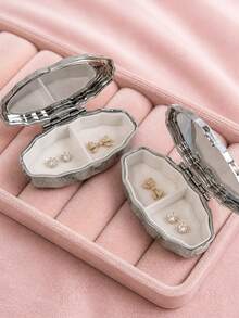 Oval Portable Pill Box, Mini Metal Storage Box, Dual Compartment Portable Pill Box, Suitable For Storing Pills And Jewelry; Ideal For Daily Carrying Of Medications And Vitamins, A Must-Have For Healthcare Professionals. - Multicolor - View 2