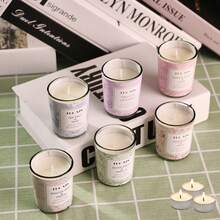 1PC Home Aromatherapy Candle Large Jar Plant Wax Smokeless Fragrance Glass Cup Essential Oil Indoor Scented Candle - C - View 7