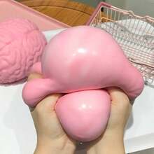 1pc Realistic Brain Squeeze Stress Relief Toy, Soft Stretchable TPR Material Brain Shaped Soft Toy, Funny Prank Anxiety Relief Hand Toy, Suitable For Adults And Children, Party Gift, Halloween Independence Day Gift - Multicolor - View 6