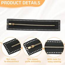 12Pcs/Set Crochet Bag Making Kit Include 6Pcs D-Shape Bag Handles 3Pcs PU Leather Bag Bases 3Pcs Crochet Zippers For DIY Purse Handbag Crafts - 12Pcs/Set - View 3