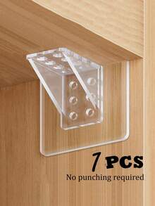 10/8/6/1pc No-Drill Partition Brackets, Wardrobe Cabinet Layered Shelf Brackets, Triangular Brackets, Bookshelf Layered Brackets, Seamless Installation, Adjustable Telescopic Brackets, Glass Layered Shelf Brackets Dedicated - Clear - View 10