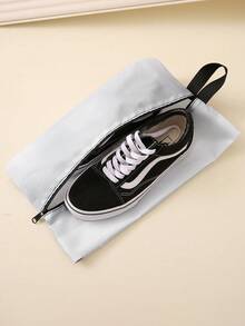 1pc Cat Print Shoe Storage Bag, Waterproof Fabric Zipper Closure Shoe Pouch With Handle,Portable Travel Shoe Organizer For Home Business Trip - White - View 4
