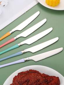 5pcs Stainless Steel Steak Knife Set, Suitable For Family Gatherings, Holiday Feasts, Buffet, Wedding Parties - View 5