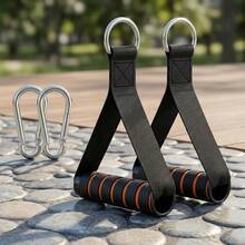 2 buah Pegangan Pita Elastis Ergonomis, Pegangan Tali Tarik Kabel Berbentuk D Anti Selip dengan Carabiner, Aksesori Peralatan Kebugaran untuk Latihan Kekuatan Trisep - MultiWarna - View 6